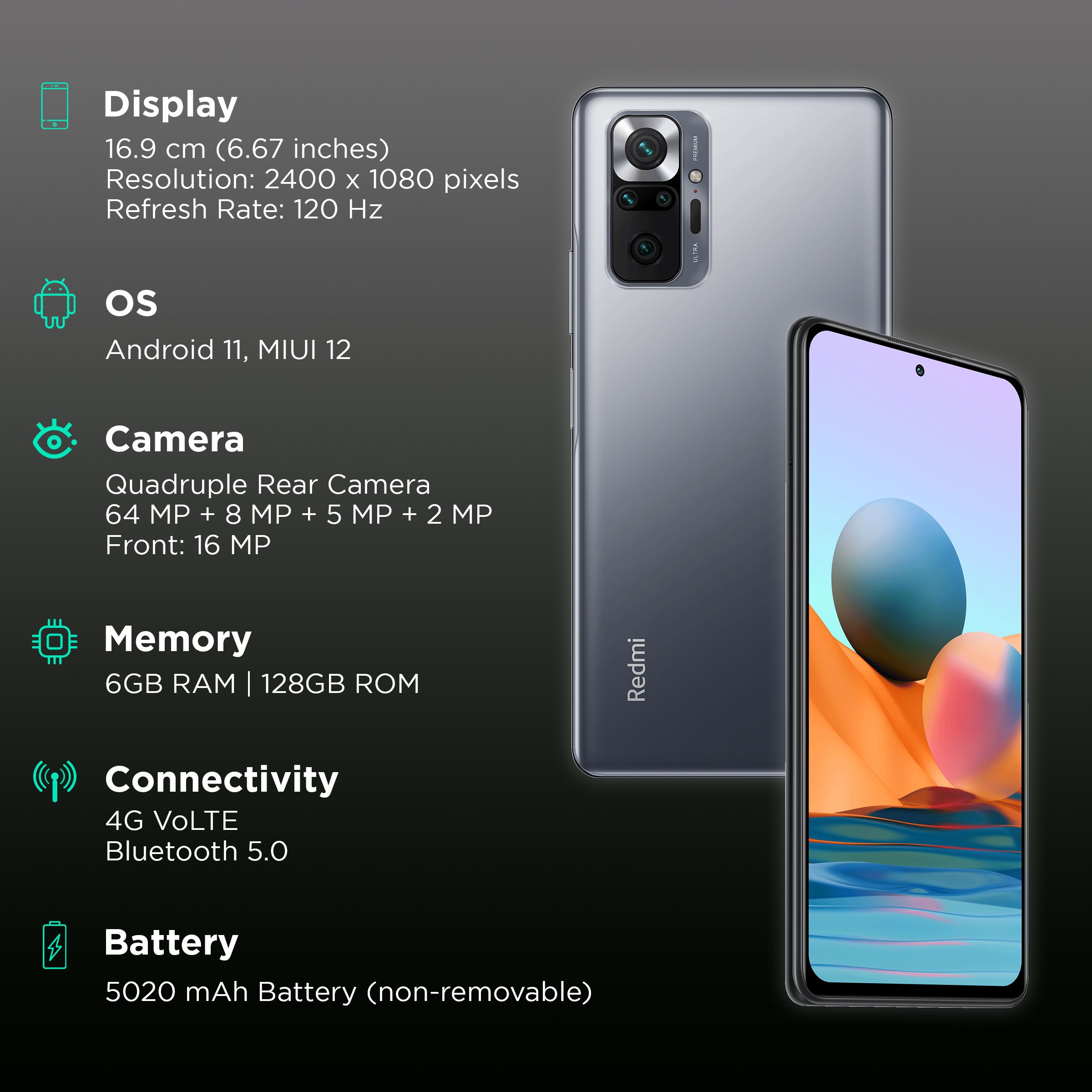 Buy Redmi Note 10 Pro (6GB RAM, 128GB, Dark Night) Online - Croma